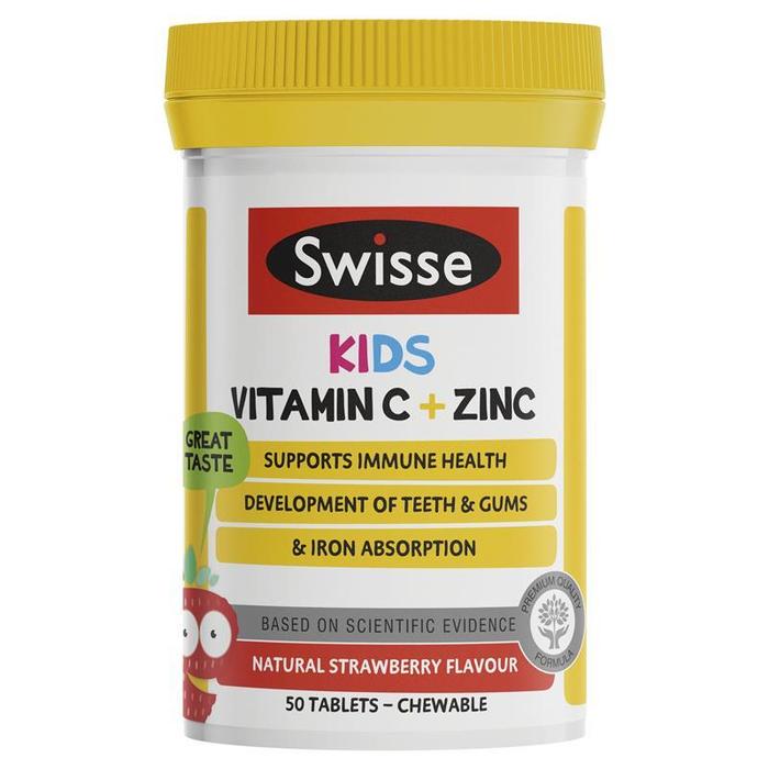 스위스 키즈 비타민 C + 아연 50 츄어블 타블렛 Swisse Kids Vitamin C + Zinc 50 Chewable Tablets