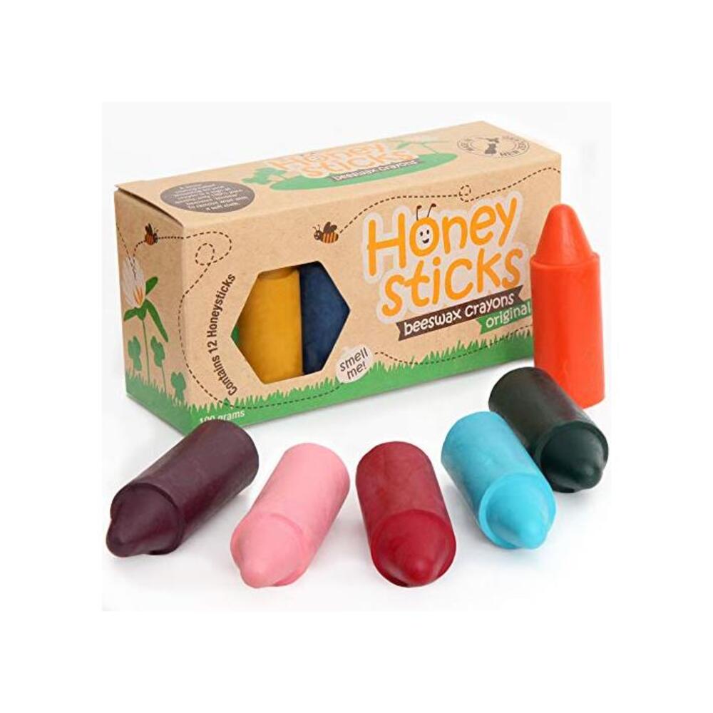 Honeysticks Natural Beeswax Crayons - Non Toxic Crayons Made with Food Grade Ingredients that are Baby and Toddler Safe - For 1 Year Plus - Easy to Use and Hold For Early Grip Deve B01GSY9MD2
