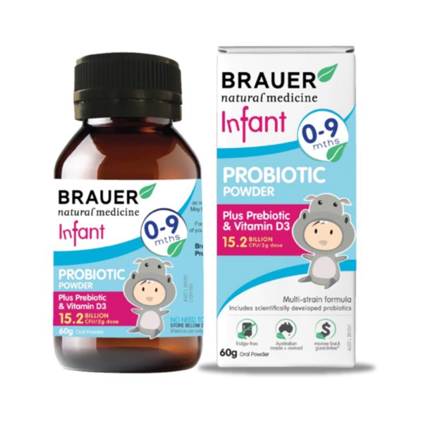 브라우어 유아 프로바이오틱 파우더 (0-9 먼스) 60g 오랄 파우더, Brauer Infant Probiotic Powder (0-9 months) 60g Oral Powder