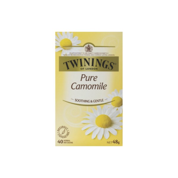 트와이닝스 퓨어 캐모마일 허벌 인퓨젼스 티 배그 40 팩 56g, Twinings Pure Camomile Herbal Infusions Tea Bags 40 pack 56g