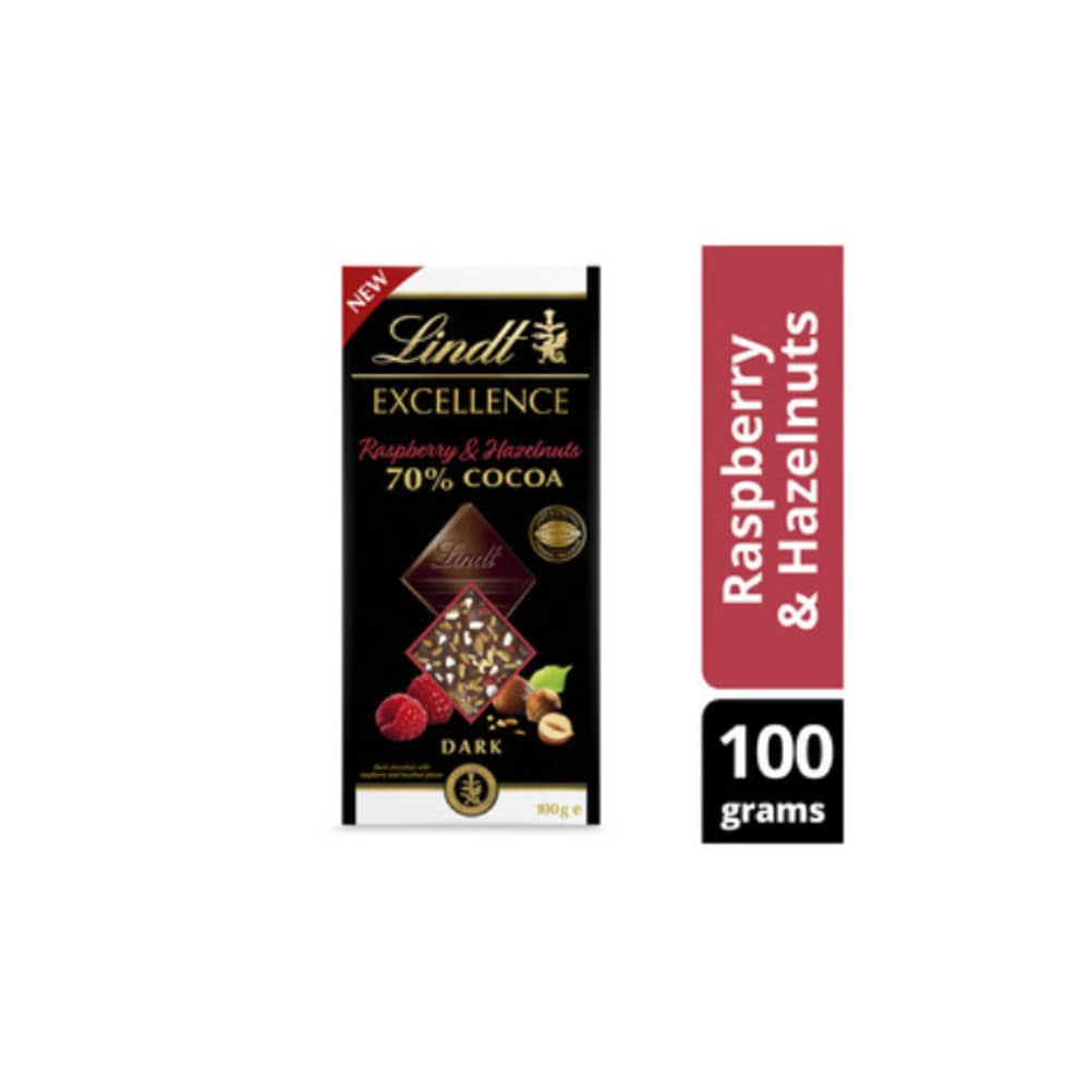 린트 엑설런스 70% 코코아 블록 플러스 라즈베리 &amp; 헤이즐넛 100g, Lindt Excellence 70% Cocoa Block Plus Raspberry &amp; Hazelnut 100g