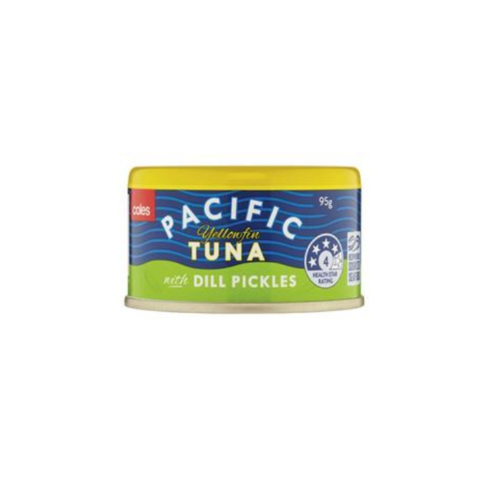 콜스 파시픽 옐로우핀 튜나 위드 딜 피클스 95g, Coles Pacific Yellowfin Tuna With Dill Pickles 95g