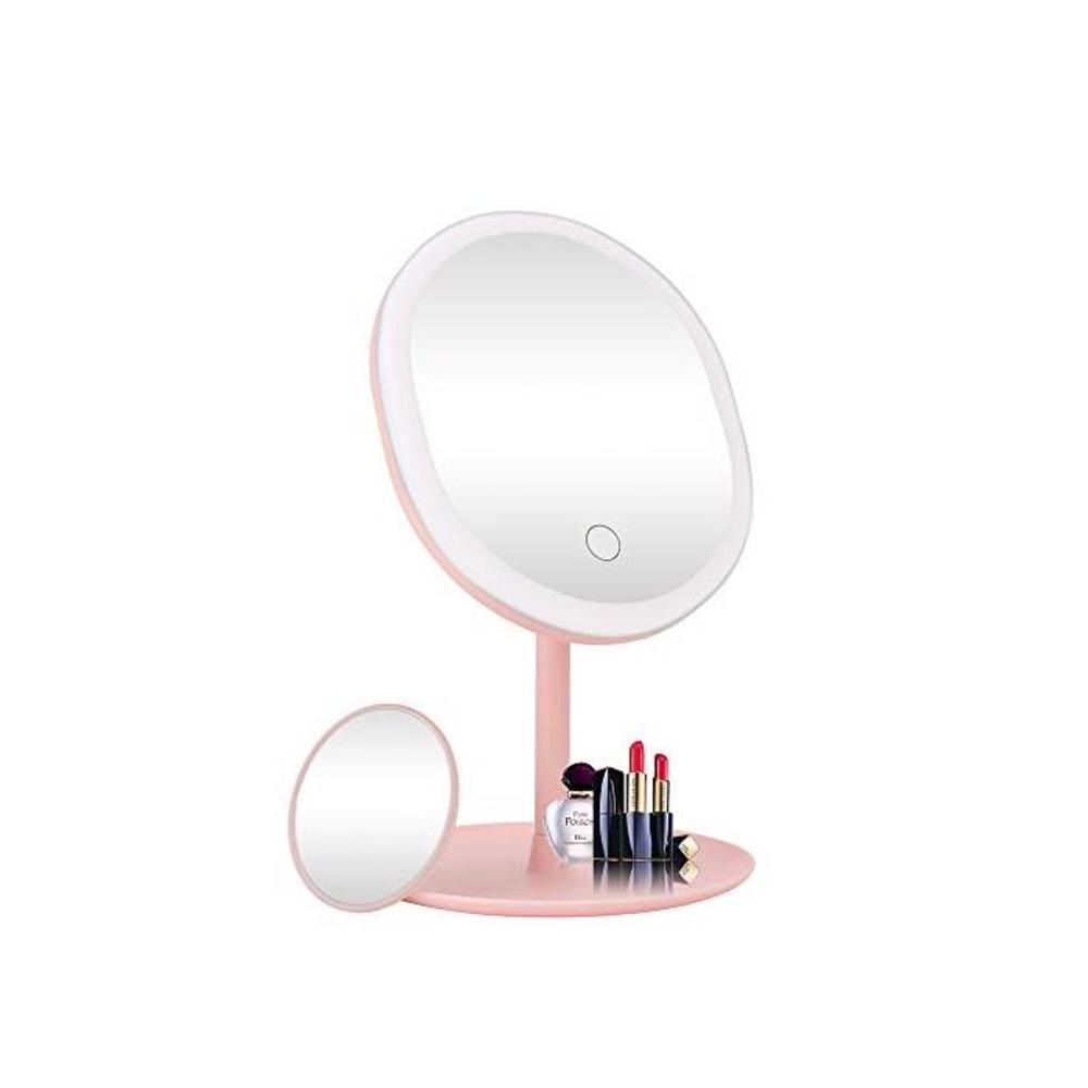 Somotoos Makeup Mirror Vanity Mirror with Lights,3 Color Lighting Modes,5X Magnification,Touch Screen Switch,90 Degree Rotation,Portable Detachable Countertop Circle Tabletop Desk B085211HTY