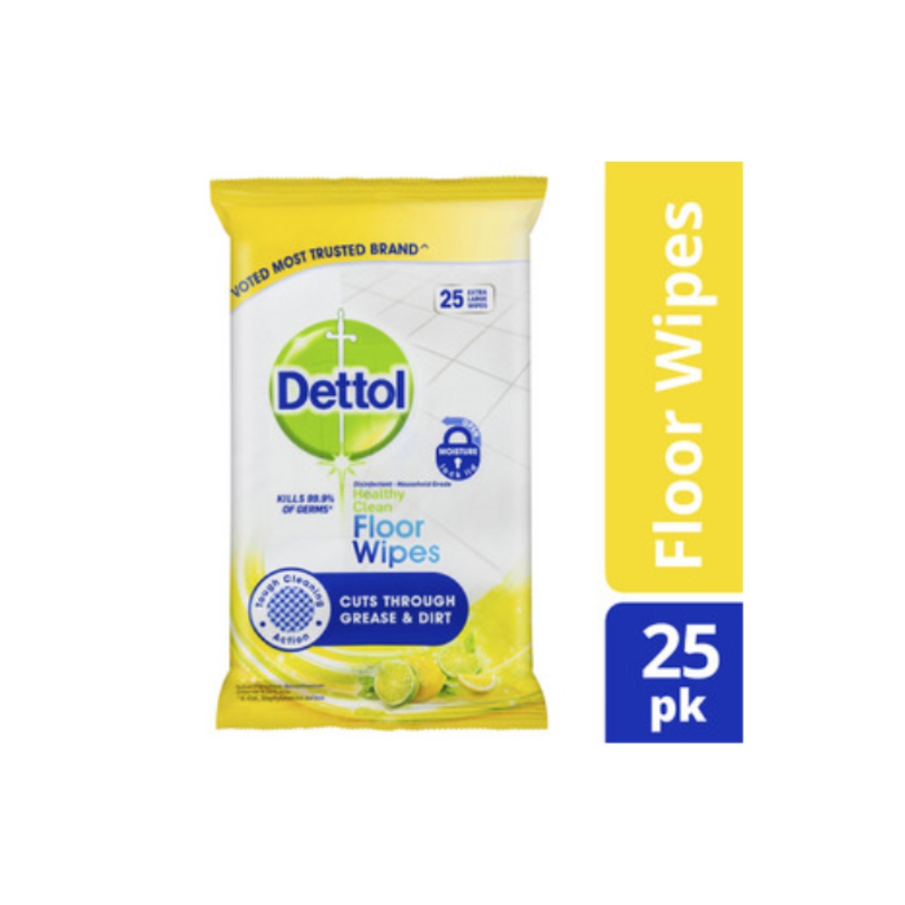 데톨 안티박테리얼 플로 클리닝 25 와입스 레몬 앤 라임 1 팩, Dettol Antibacterial Floor Cleaning 25 Wipes Lemon and Lime 1 pack