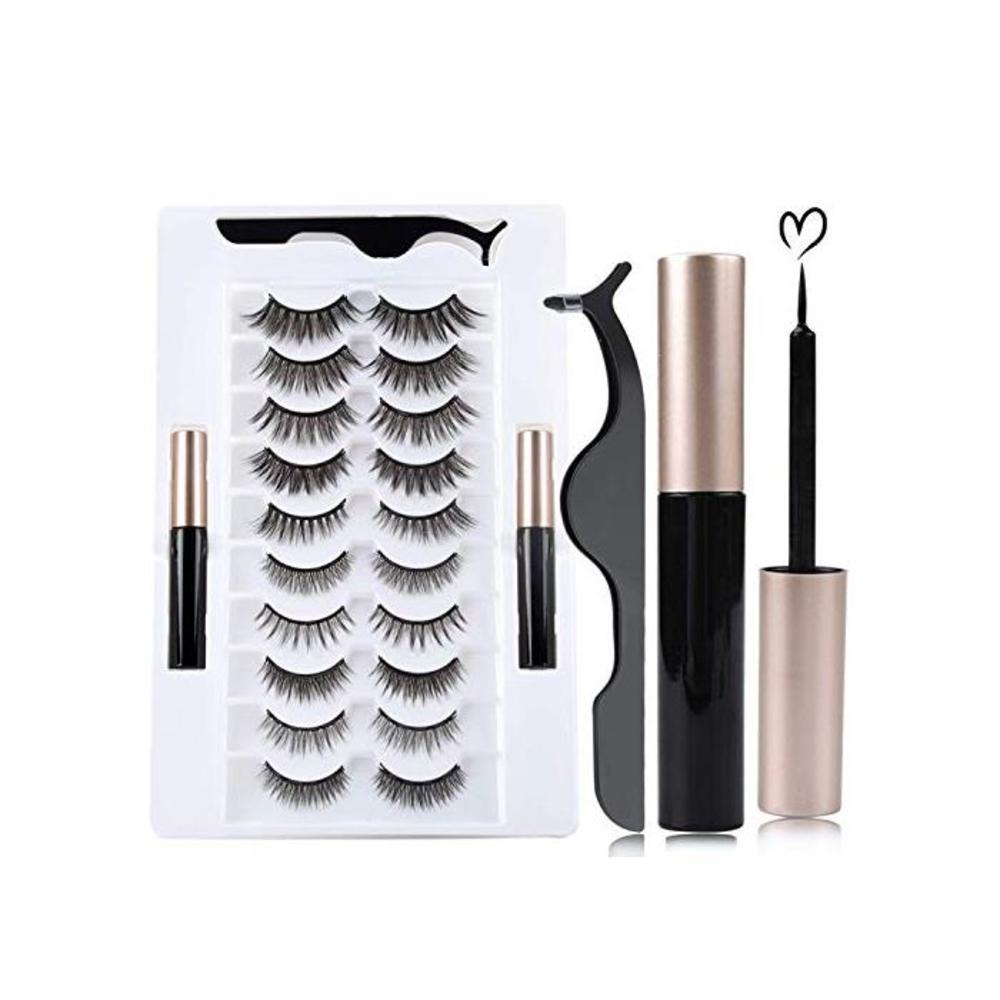 Venus Visage Upgraded Magnetic Eyeliner and Eyelashes Kit, Magnetic Eyelash with Eyeliner, False Lashes 5 Pairs with Tweezers, Thick Curly Lashes with Waterproof Texture, Easy to W B08JHQJXTZ