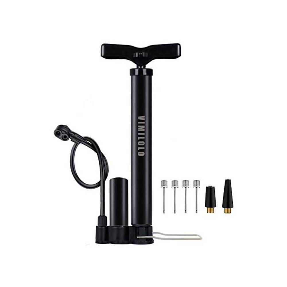 VIMILOLO Bike Pump Portable, Ball Pump Inflator Bicycle Floor Pump with high Pressure Buffer Easiest use with Both Presta and Schrader Bicycle Pump Valves-160Psi Max B088LXYYTG