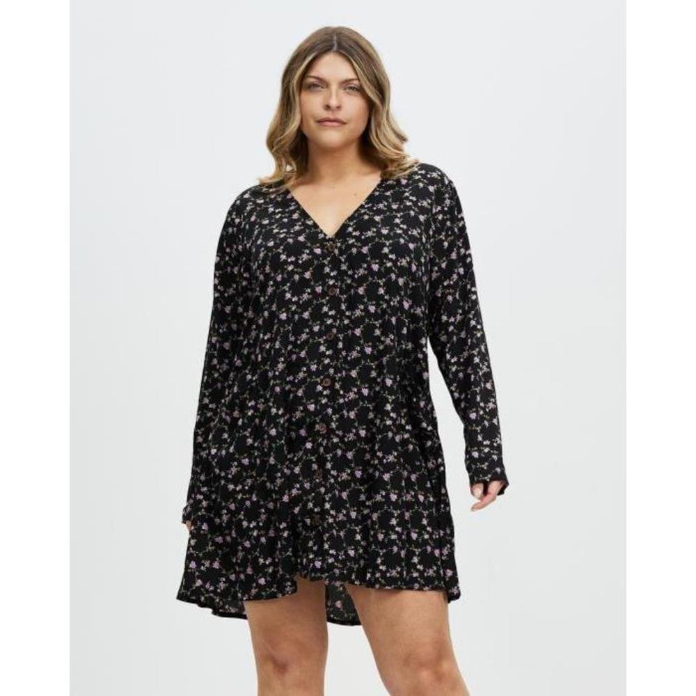 Missguided Curve Plus Button Though Long Sleeve Smock Floral Smock Dress MI251AA79CDK