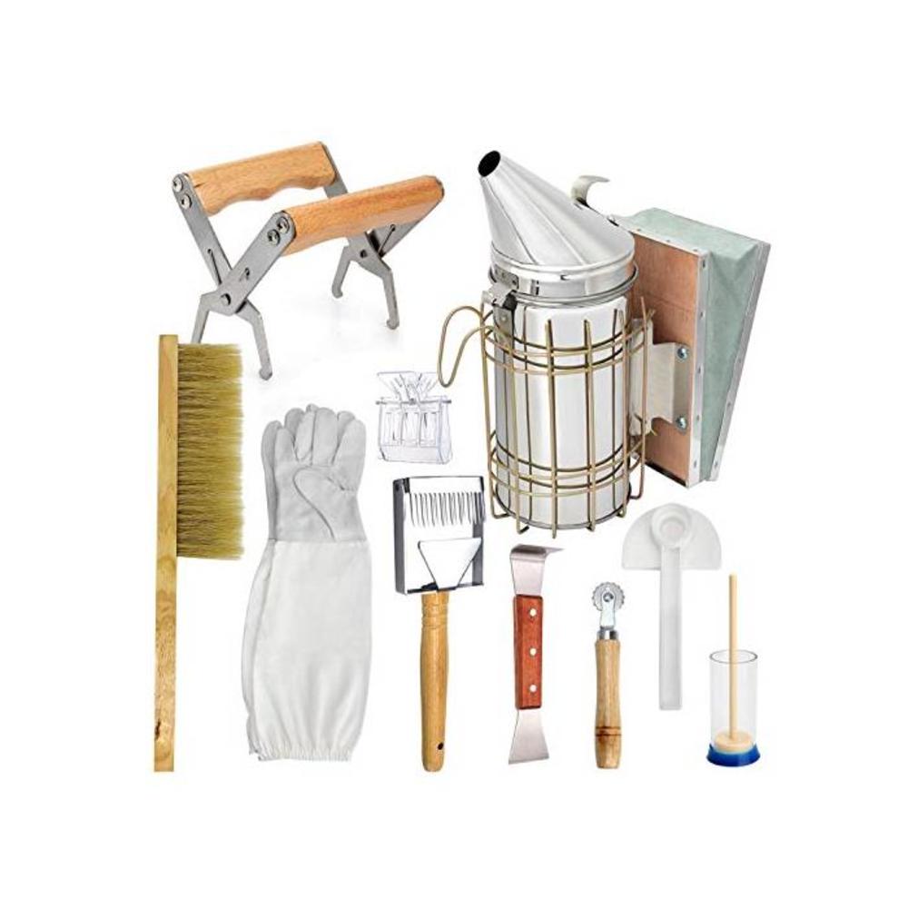 LTLR Beekeeping Honey Tools Starter Kit Set of 10 Hive Smoker Equipment Supplies B07S2N66W3