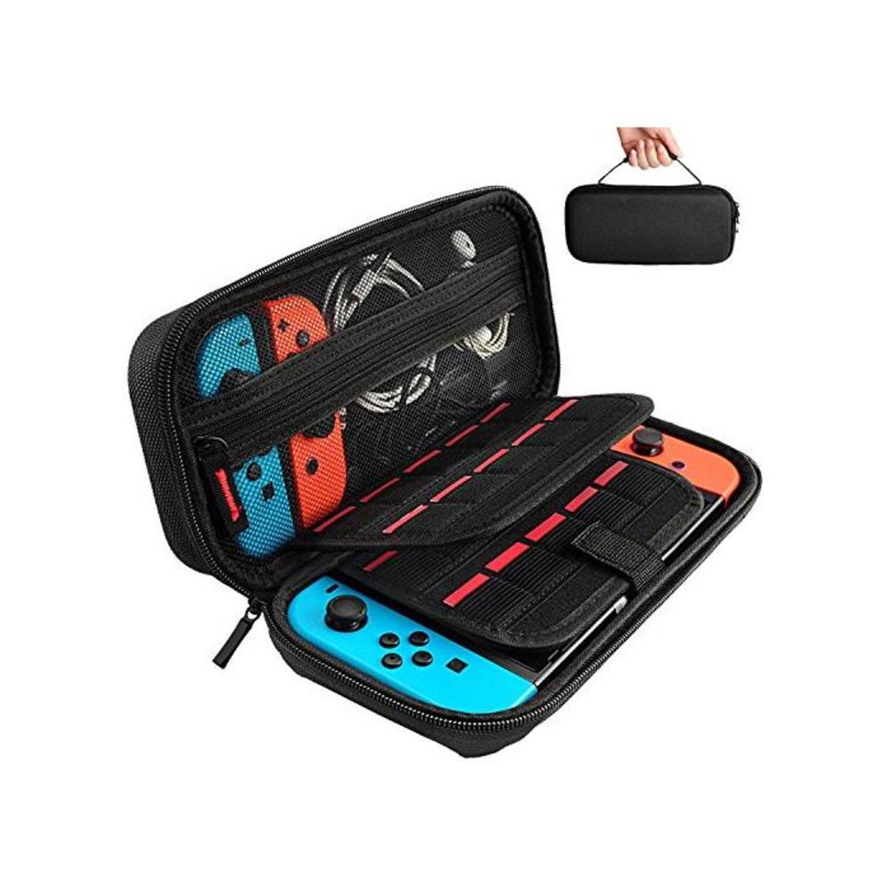 Hestia Goods Switch Carrying Case compatible with Nintendo Switch - 20 Game Cartridges Protective Hard Shell Travel Carrying Case Pouch for Nintendo Switch Console &amp; Accessories, B B0711K97BS