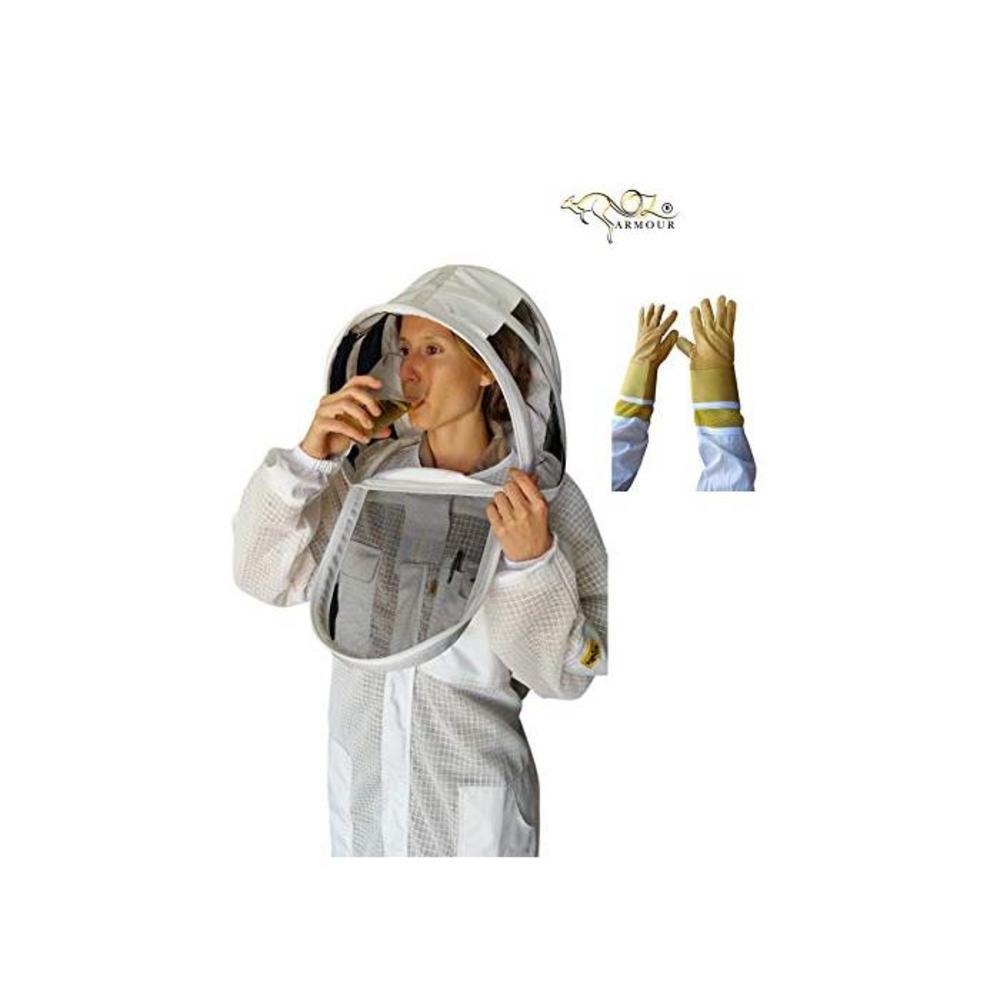 OZ ARMOUR Full Beekeeping Suit 3 Layer Ventilated Beekeeper Overall with Fencing Veil &amp; Cowhide Gloves (3XL) B01IN7AZUQ