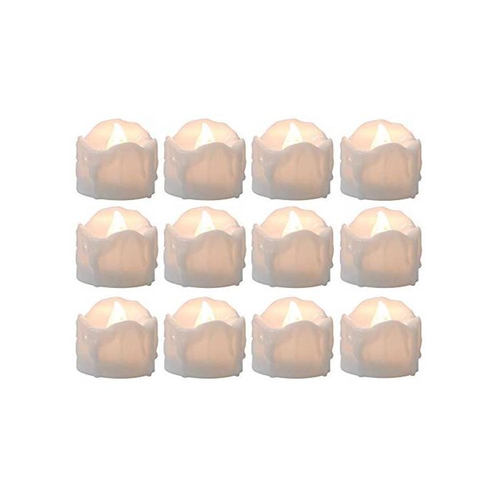 Tealight Candles Battery Operated with Timer (6Hrs ON 18Hrs Off Cycle), 12pcs Timing LED Flickering Flameless Tea Light Electric Votive Candles in Warm White for Xmas Party Hallowe B07M6PH7TG