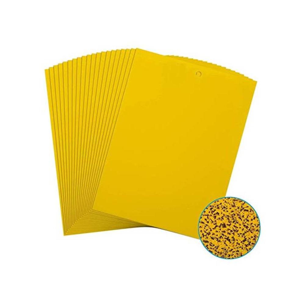 20 Pack Sticky Trap, H HOME-MART Dual-Sided Yellow Sticky Traps with Strong Glue, 15X20cm, Twist Ties Included for Flying Plant Insect Like Fungus Gnats, Flying Aphid, Whiteflies, B08LN6XVBD