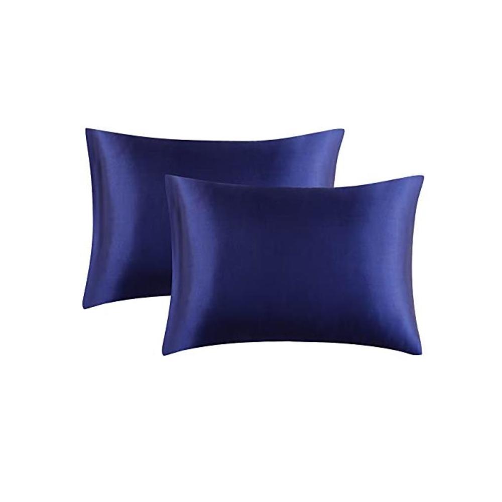 Satin Pillowcase, T Tersely 2 Pack Silk Satin Pillowcases for Hair and Skin Queen Size Pillow Case with Envelope Closure (20x30 Blue) B083SKL9NB