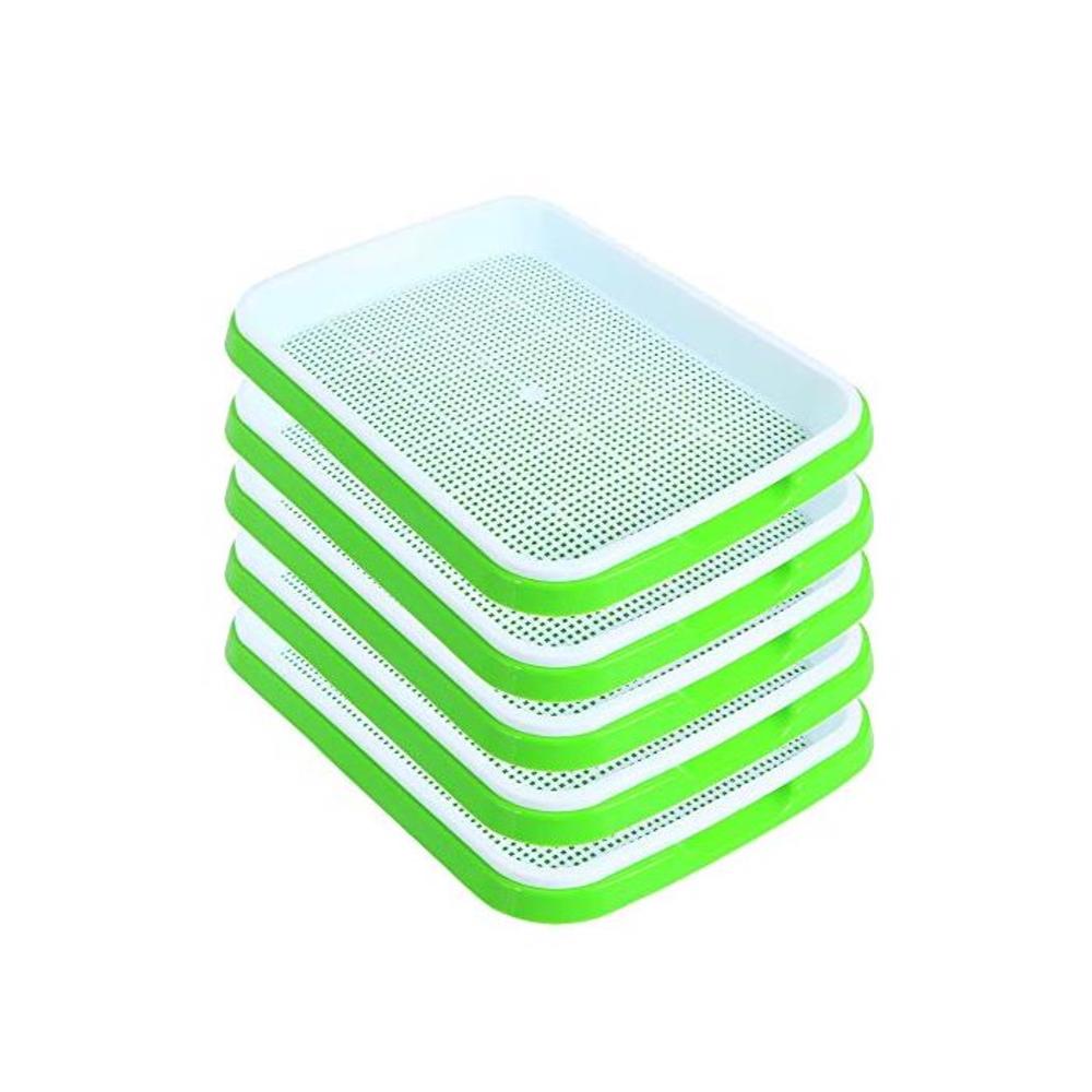 SHEING Seed Sprouter Tray 5 Pack, BPA Free Nursery Tray Seed Germination Tray Healthy Wheatgrass Seeds Grower &amp; Storage Trays for Garden Home Office B07MXZG8DV