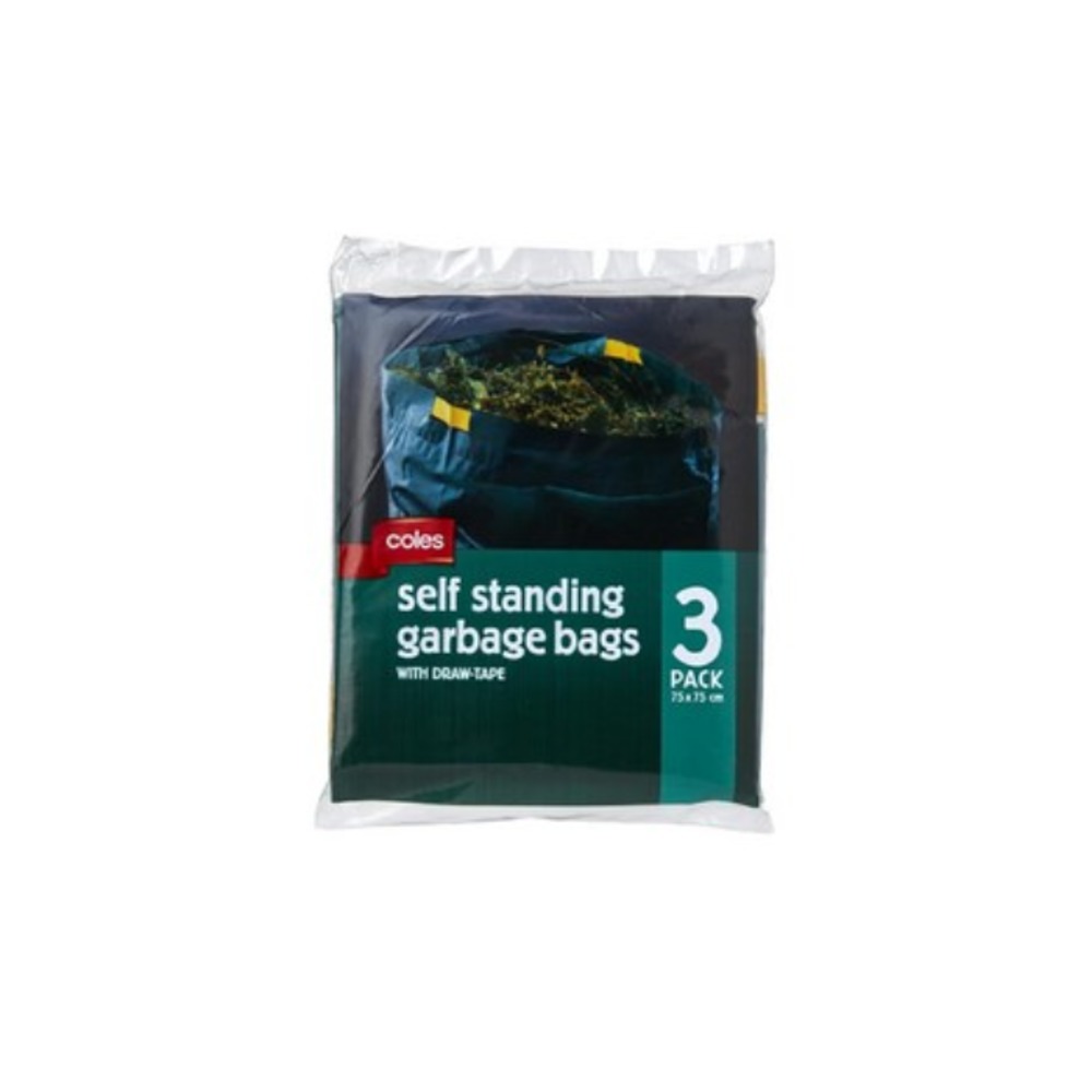 콜스 셀프 스탠딩 가비지 배그 위드 드로우 테이프 3 팩, Coles Self Standing Garbage Bags With Draw Tape 3 pack