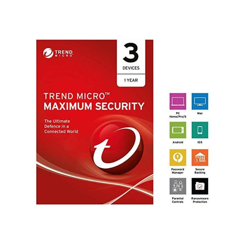 Trend Micro Maximum Security 2021 3 PCs 1 Year Subscription For All devices Keycard- No Disc Android,Windows,Mac license Best Antivirus Best Internet Security B08J7Q7PM1