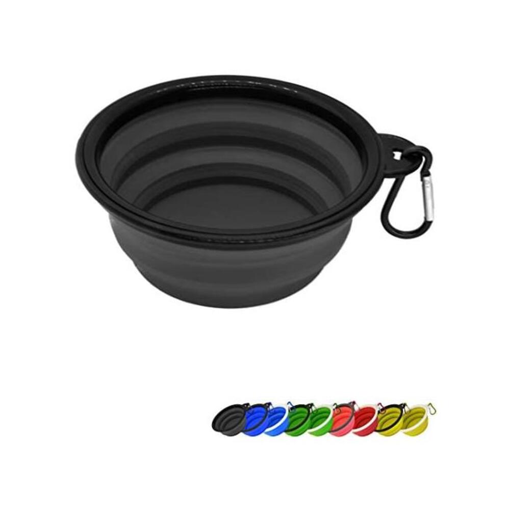 Zenify Dog Bowl - 400ml Collapsible Foldable Food and Water Feeder Dish - Portable Travel Leash Lead Slim Accessories for Training Pets Puppy Dogs (5 inches / 12.7 cm) (Black/Black B07HQJBZS8