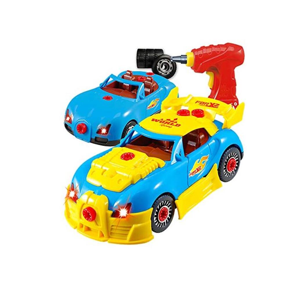 Think Gizmos Take Apart Racing Construction Car Toy for Boys and Girls Ages 3,4,5,6,7 - 30 Piece Set with Working Drill, Lights and Authentic Engine Sounds + All Batteries Included B01LX5NY95