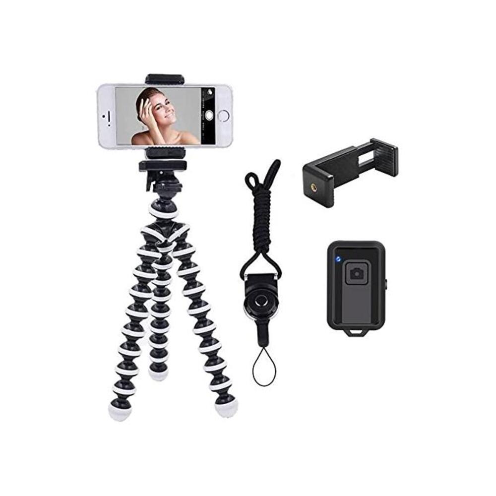 Phone Tripod, Ibeston Octopus Phone Tripod Portable and Adjustable Tripod Stand Holder with Universal Clip and Bluetooth Remote Compatible with iPhone/Android, Very Suitable for Se B07SSY2RHK