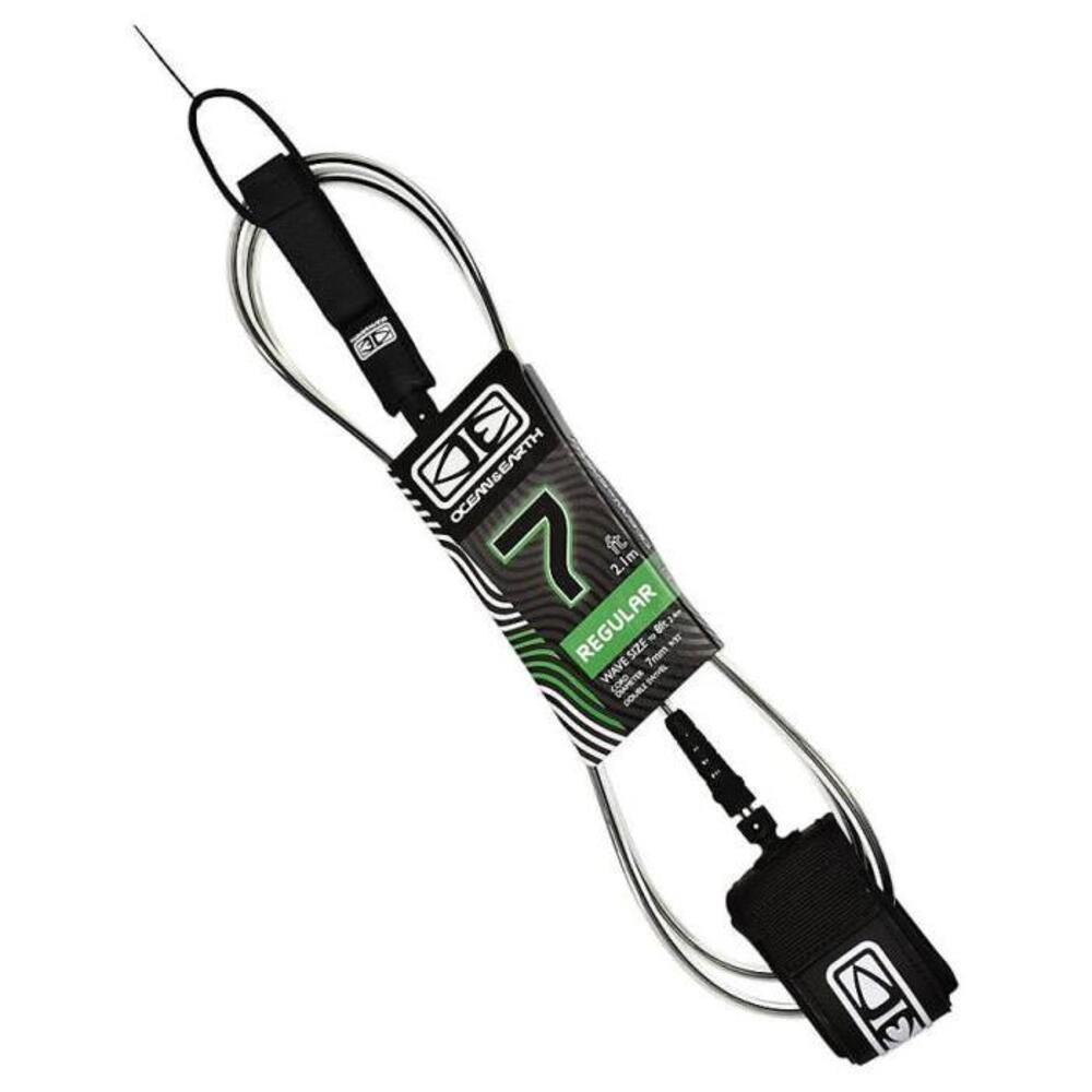 OCEAN AND EARTH 7Ft Regular Moulded Leash BLACK-BOARDSPORTS-SURF-OCEAN-AND-EARTH-LEASHES-LR7